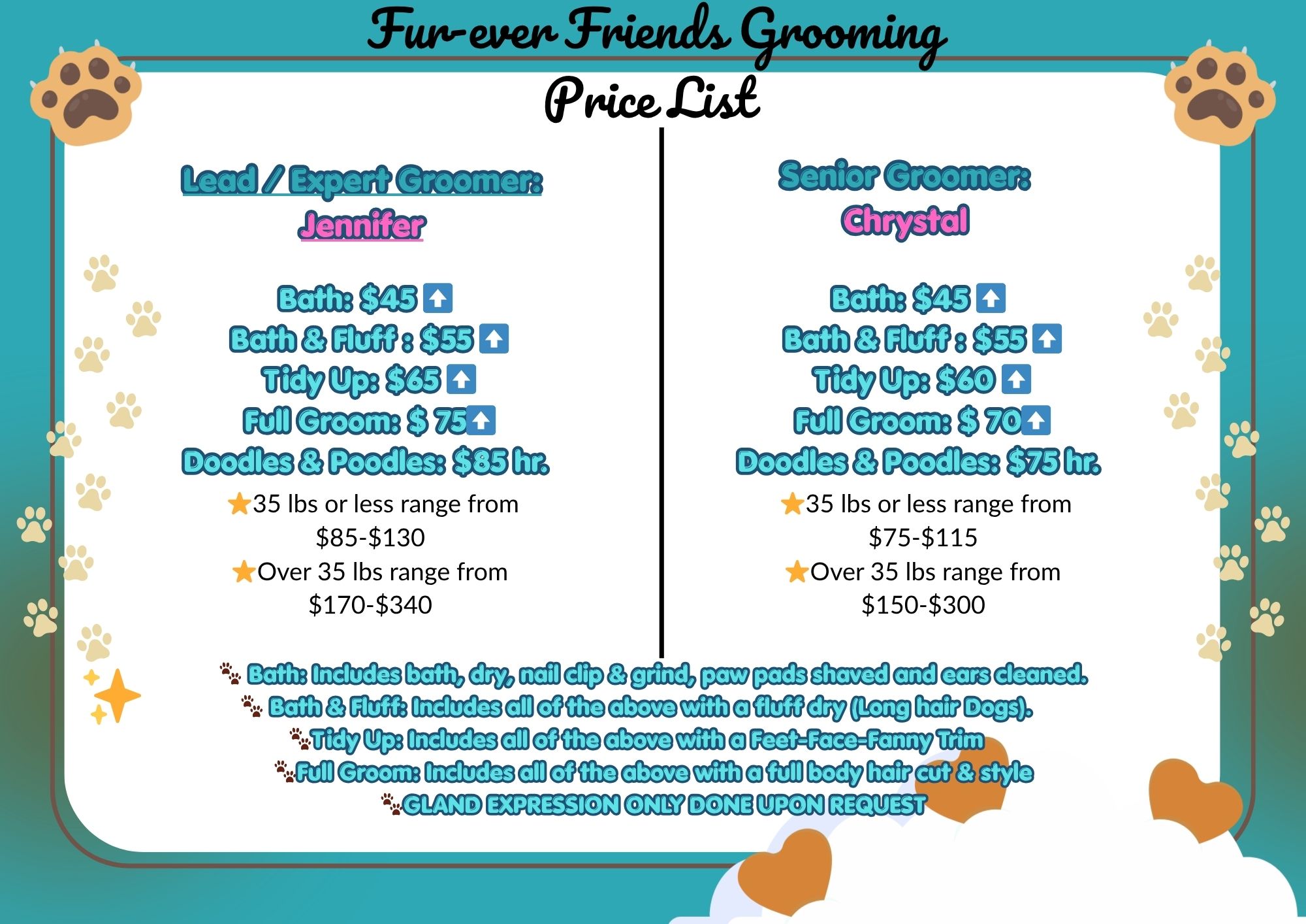 Grooming Pricing